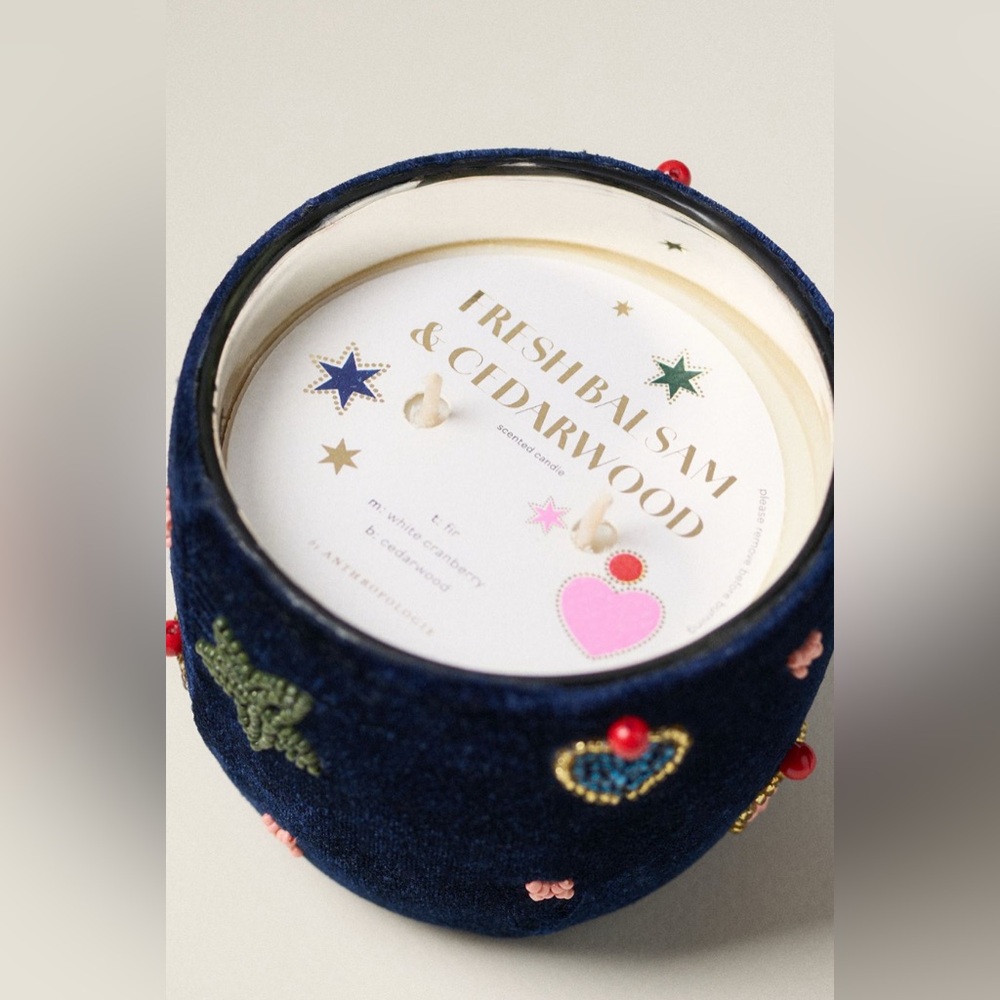 Anthropologie Velvet Icon Woody Fresh Balsam & Cedarwood Glass Candle NEW - Picture 2 of 5